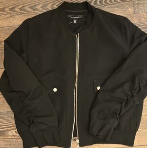 WHBM Black Bomber Jacket, Sz LG